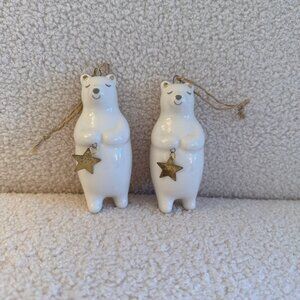 Set of 2 Bears holding a Star Ornaments